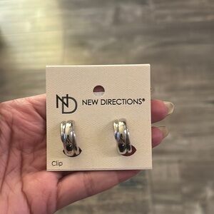 Silver Clip Earrings. New